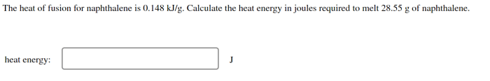 Heat fusion formula hf tables mass reference table