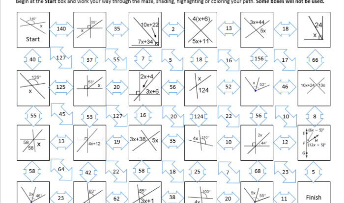 Using angle relationships to find angle measures answer key